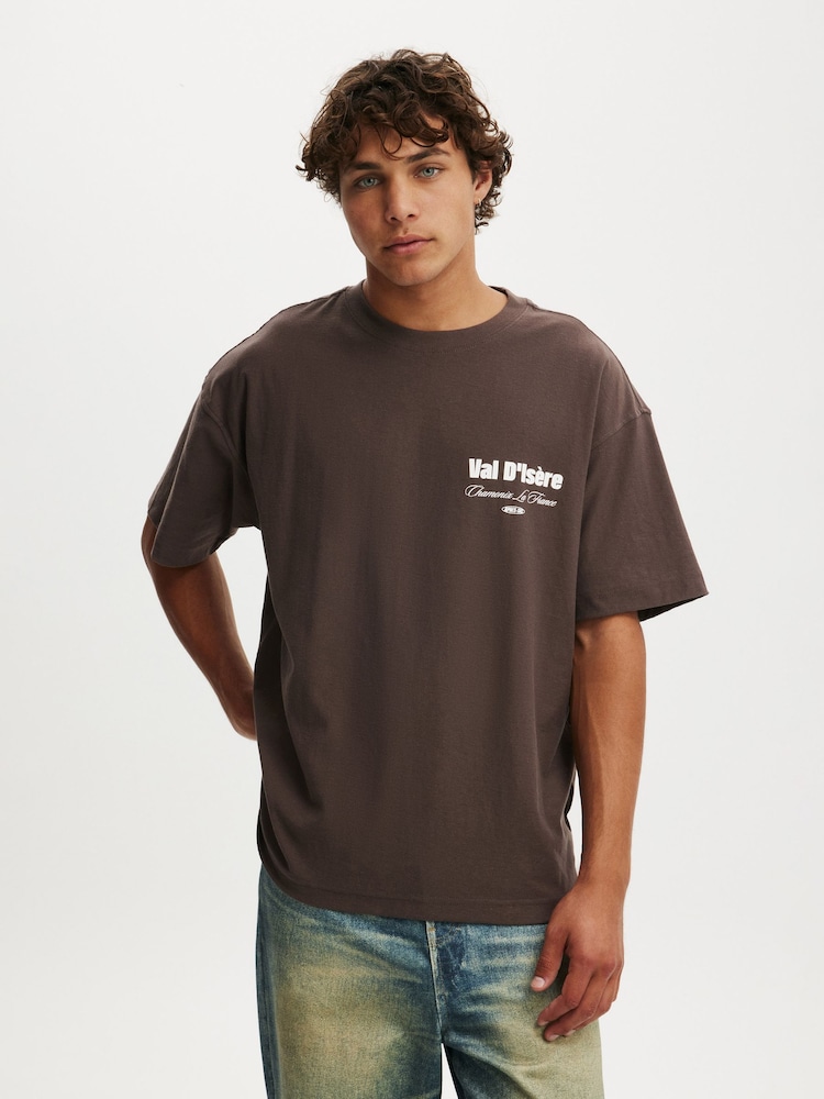 Cotton On Brown Box Fit Graphic T-Shirt - Image 1 of 4