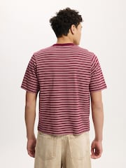 Velvet Plum / Vintage Rose Stripe - تيشرت قصّة ضيقة وقصيرة من Cotton On - Image 2 of 4