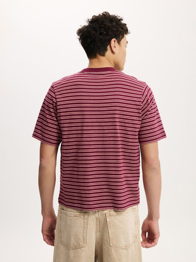 Velvet Plum / Vintage Rose Stripe - تيشرت قصّة ضيقة وقصيرة من Cotton On - Image 2 of 4