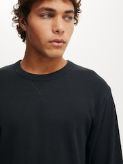 Cotton On Black Cropped Fit Textured Long Sleeve T-Shirt - Image 3 of 4