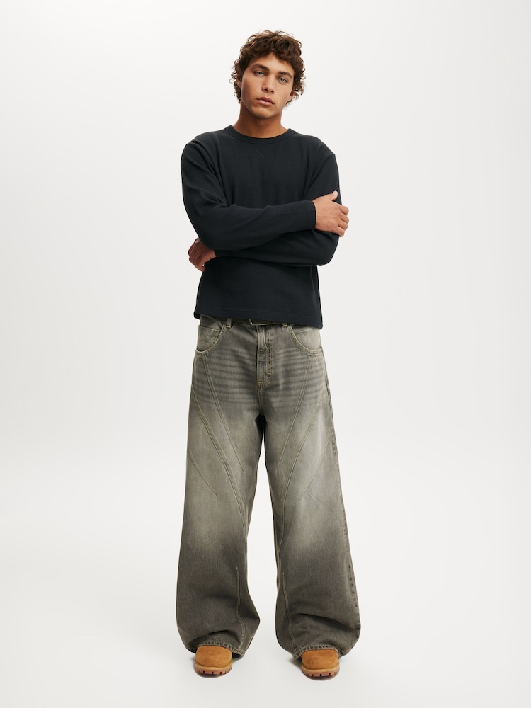 Cotton On Black Cropped Fit Textured Long Sleeve T-Shirt - Image 4 of 4