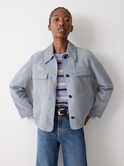 Jigsaw Blue Suede Patch Pocket Jacket - Image 1 of 2