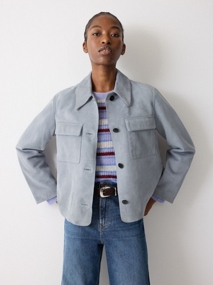 Jigsaw Blue Suede Patch Pocket Jacket - Image 1 of 2