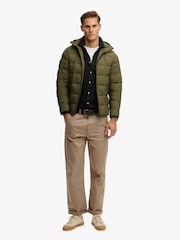 Superdry Green Hooded Box Quilt Fuji Lite Jacket - Image 4 of 7
