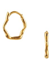 Orelia London Gold Wave Huggie Hoop Earrings - Image 1 of 2