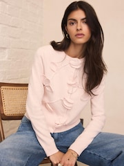 Mint Velvet Pink Floral Applique Popper Cardigan - Image 1 of 8