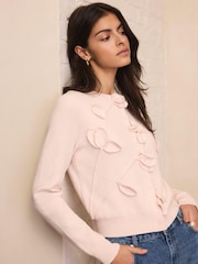 Mint Velvet Pink Floral Applique Popper Cardigan - Image 2 of 8