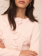 Mint Velvet Pink Floral Applique Popper Cardigan - Image 4 of 8