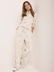 Mint Velvet Cream Jacquard Wide Trousers - Image 1 of 6