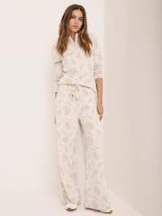 Mint Velvet Cream Jacquard Wide Trousers - Image 2 of 6