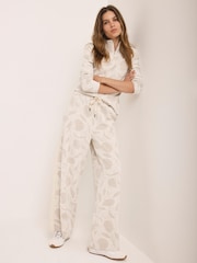 Mint Velvet Cream Jacquard Wide Trousers - Image 3 of 6