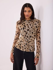 Mint Velvet Gold Mesh Long Sleeve Top - Image 4 of 8