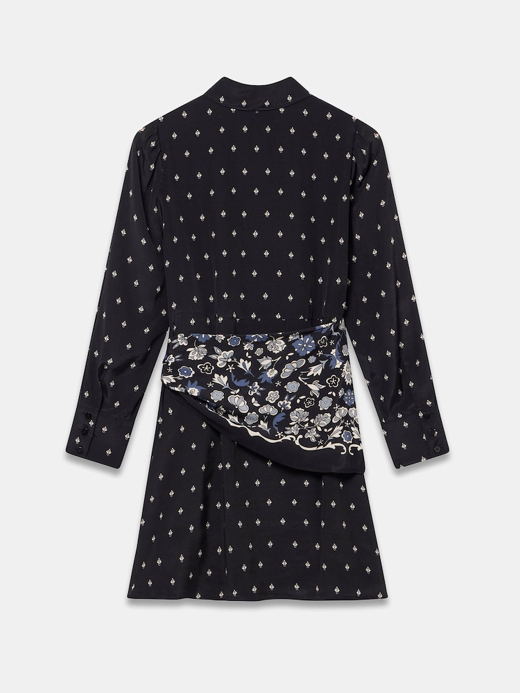 Mint Velvet Gemustertes Minikleid mit Schal-Detail - Bild 8 von 8