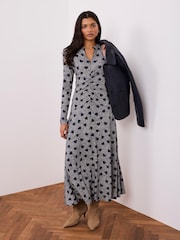 Azul - Mint Velvet Zip Jersey Midi Dress - Imagen 2 de 8