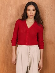 Mint Velvet Red Open Knit Cardigan - Image 2 of 7