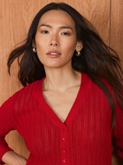 Mint Velvet Red Open Knit Cardigan - Image 3 of 7