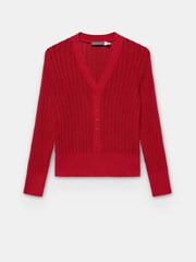 Mint Velvet Red Open Knit Cardigan - Image 6 of 7