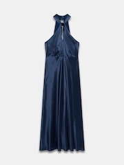 Mint Velvet Blue Satin Halter Maxi Dress - Image 7 of 8