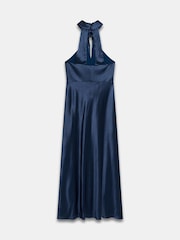 Mint Velvet Blue Satin Halter Maxi Dress - Image 8 of 8