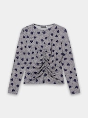 Mint Velvet Blue Heart Print Zip Detail Top - Image 7 of 8