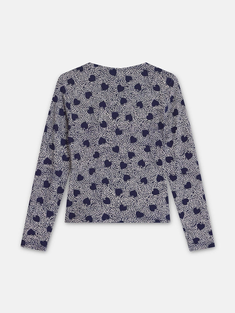 Mint Velvet Blue Heart Print Zip Detail Top - Image 8 of 8