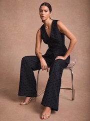 Mint Velvet Blue Polka Dot Longline Waistcoat - Image 5 of 8