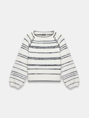 Mint Velvet White Striped Cotton Blend Jumper - Image 6 of 7