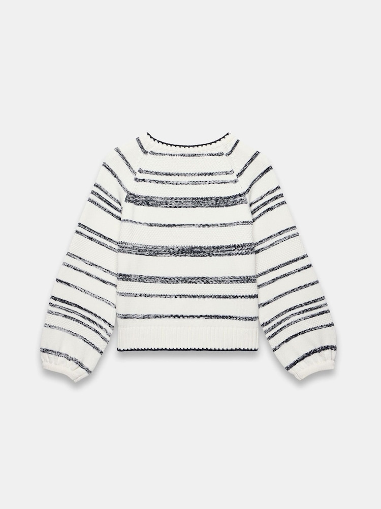 Mint Velvet White Striped Cotton Blend Jumper - Image 7 of 7