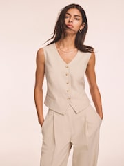 Mint Velvet Cream Tailored Waistcoat - Image 1 of 8