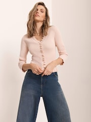Mint Velvet Pink Ruffle Detail Cardigan - Image 2 of 7