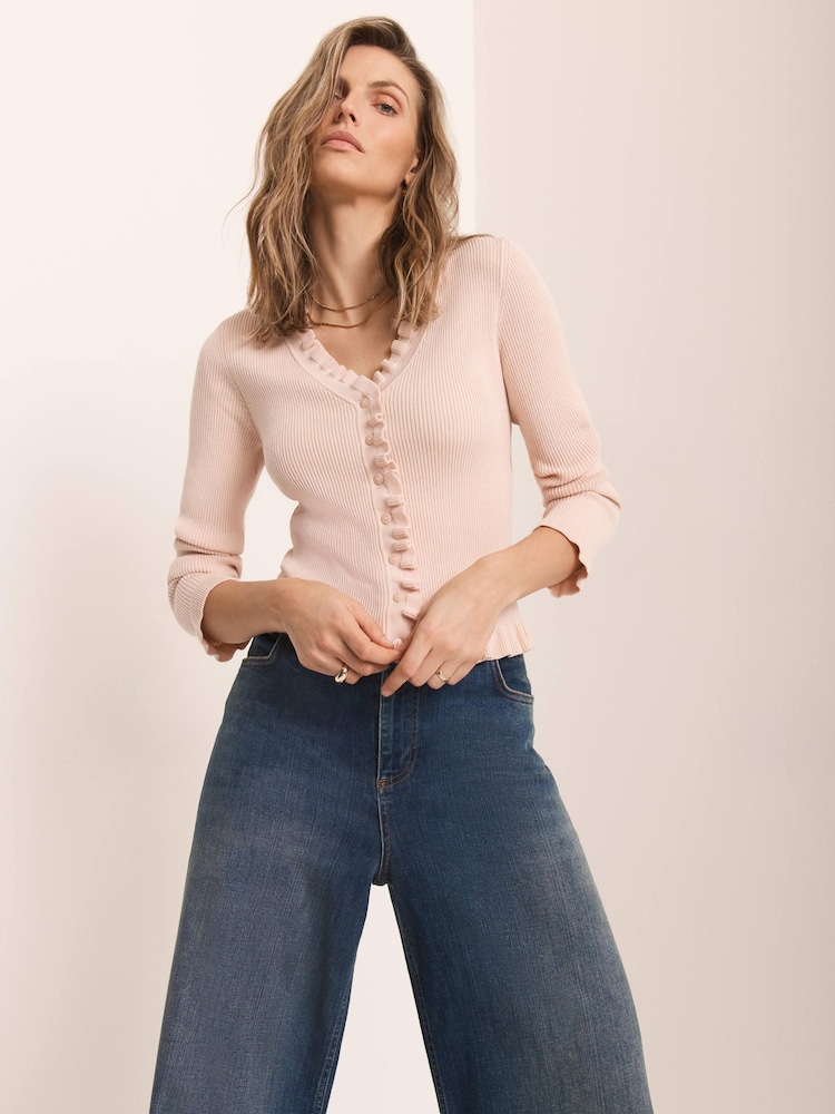Mint Velvet Pink Ruffle Detail Cardigan - Image 2 of 7