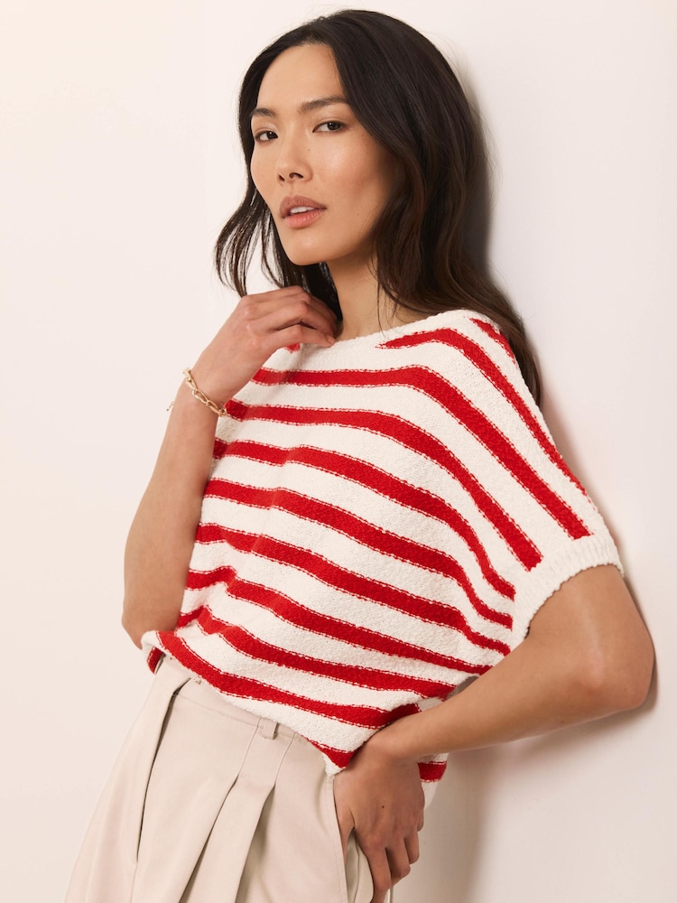 Mint Velvet Red Striped Cotton Blend Top - Image 1 of 7