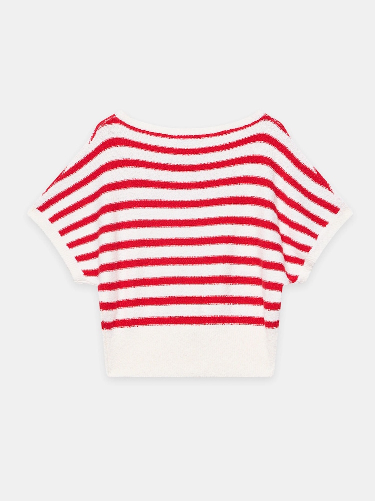 Mint Velvet Red Striped Cotton Blend Top - Image 7 of 7