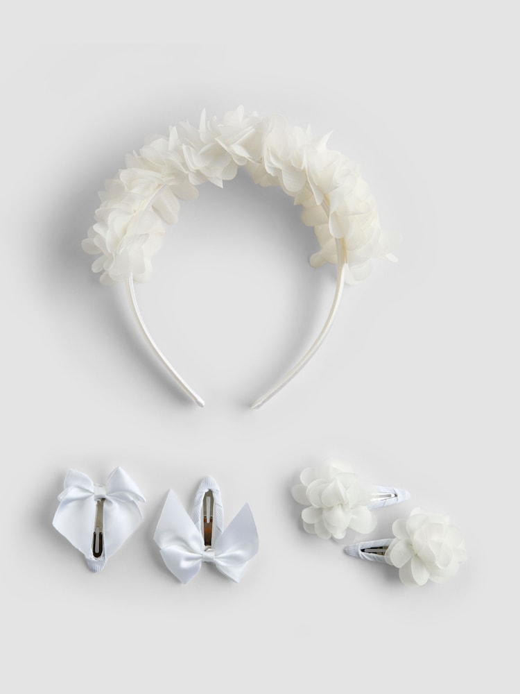 JoJo Maman Bébé Pure White Flower Girl Hair Accessories Set - Image 2 of 5