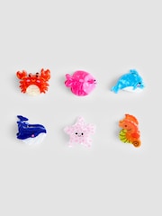 JoJo Maman Bébé Multi Colour 6-Pack Sea Animals Claw Clips - Image 1 of 3