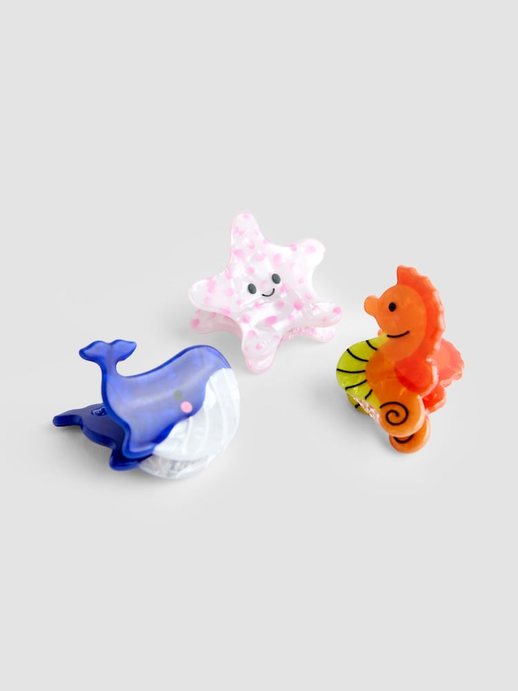 JoJo Maman Bébé Multi Colour 6-Pack Sea Animals Claw Clips - Image 2 of 3