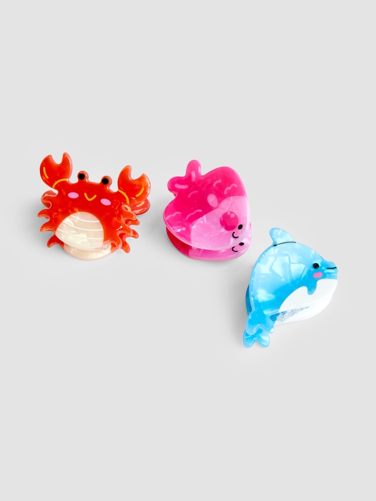 JoJo Maman Bébé Multi Colour 6-Pack Sea Animals Claw Clips - Image 3 of 3