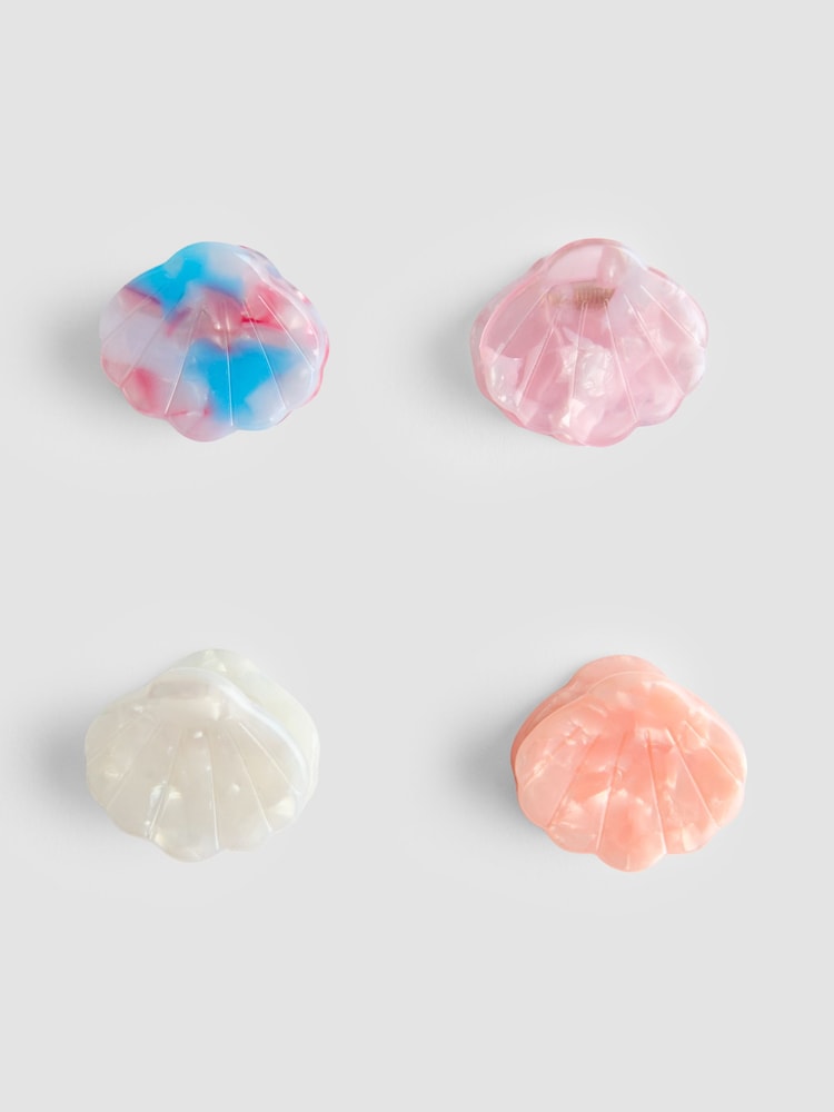 JoJo Maman Bébé Light Pink 4-Pack Shell Claw Clips - Image 2 of 4
