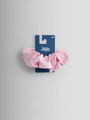JoJo Maman Bébé Bright Pink Large Bow Embroidered Scrunchie - Image 2 of 4
