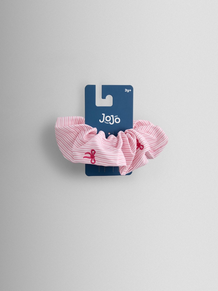 JoJo Maman Bébé Bright Pink Large Bow Embroidered Scrunchie - Image 2 of 4