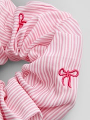 JoJo Maman Bébé Bright Pink Large Bow Embroidered Scrunchie - Image 4 of 4