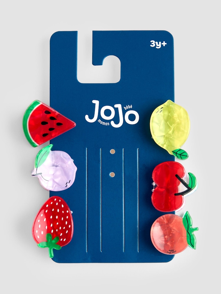 JoJo Maman Bébé Multi Colour 6-Pack Fruit Claw Clips - Image 1 of 4