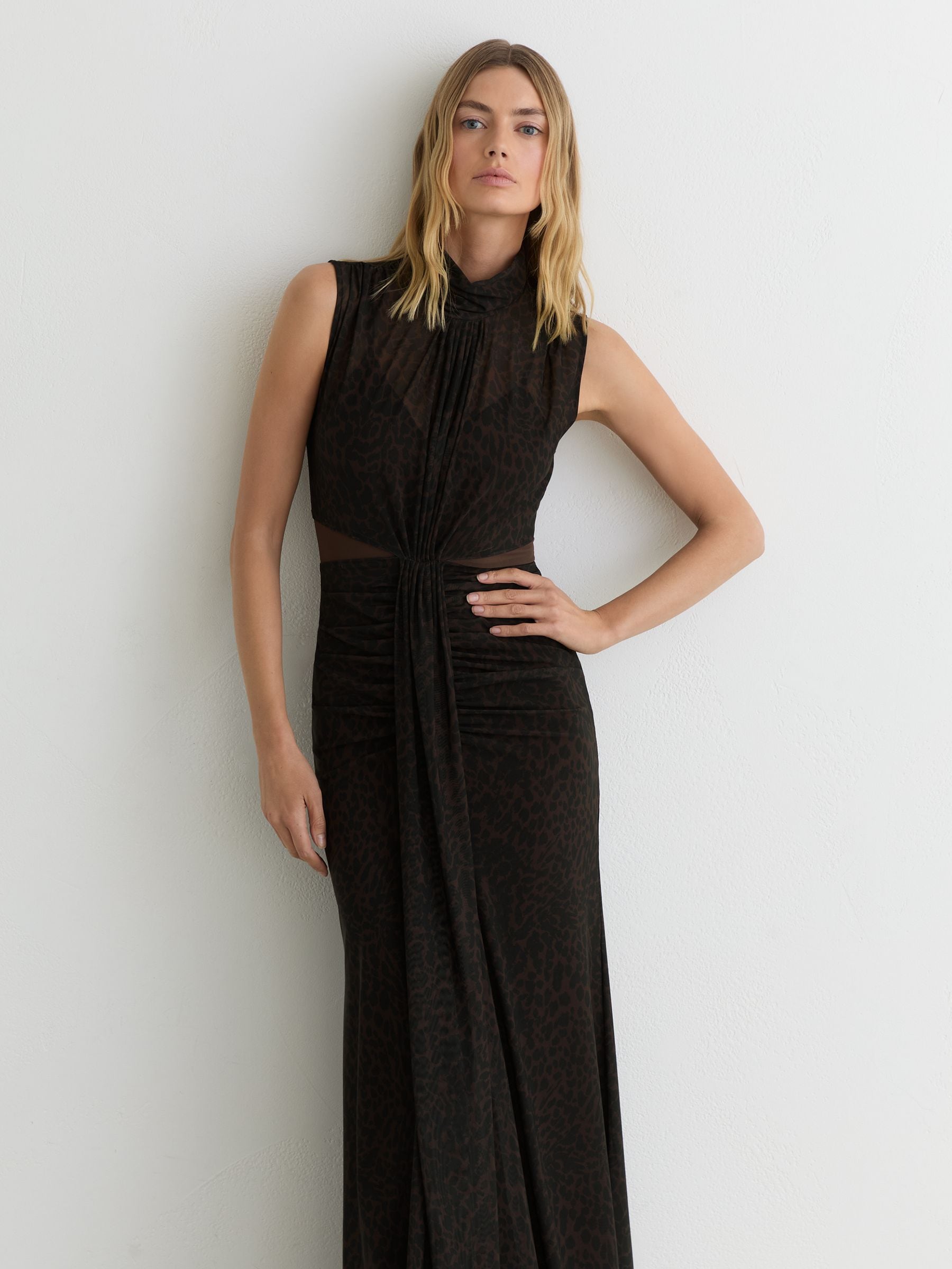 daniella sheer ruched maxi dress Buy Reiss Animal-Print Daniella Sheer Ruched Maxi Dress from Next USA