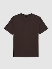 Reiss Coco Brown Dayton Cotton V-neck Tailored-Fit T-Shirt - Image 2 of 6
