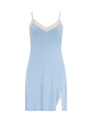 Pour Moi Blue Sofa Loves Lace Hidden Support Strappy Jersey Chemise - Image 3 of 4