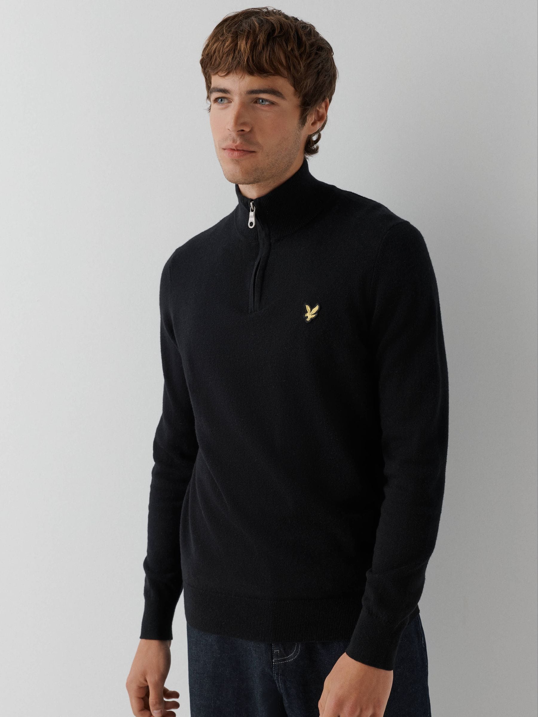 Lyle & Scott Men's Black Cotton Merino Quarter Zip Jumper - Image 6