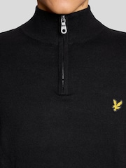 Lyle & Scott Black Cotton Merino Quarter Zip Jumper - Image 3 of 5