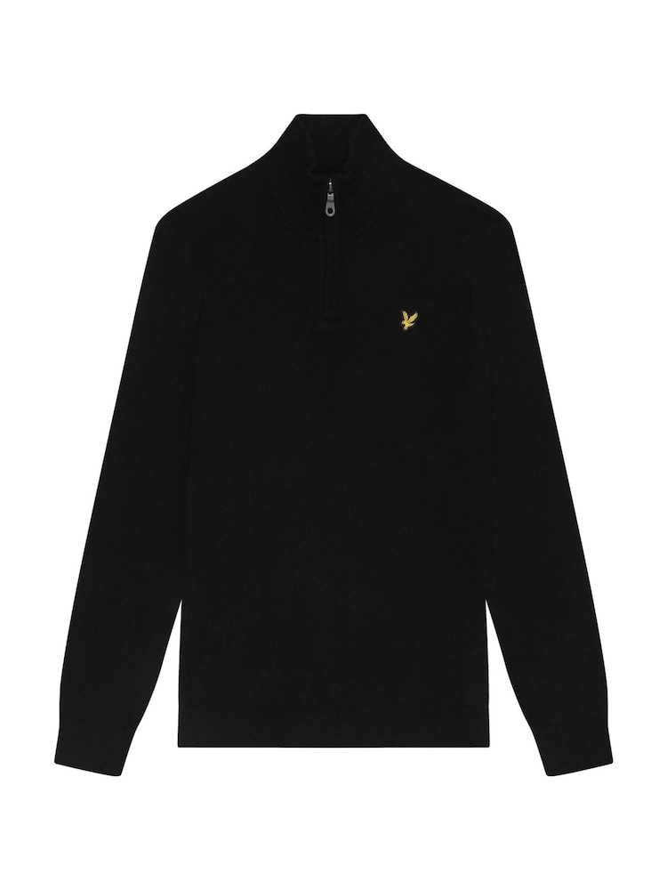Lyle & Scott Black Cotton Merino Quarter Zip Jumper - Image 5 of 5
