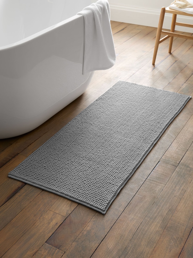 Catherine Lansfield Silver Grey Bobble Long Bath Mat Runner - Image 1 of 3