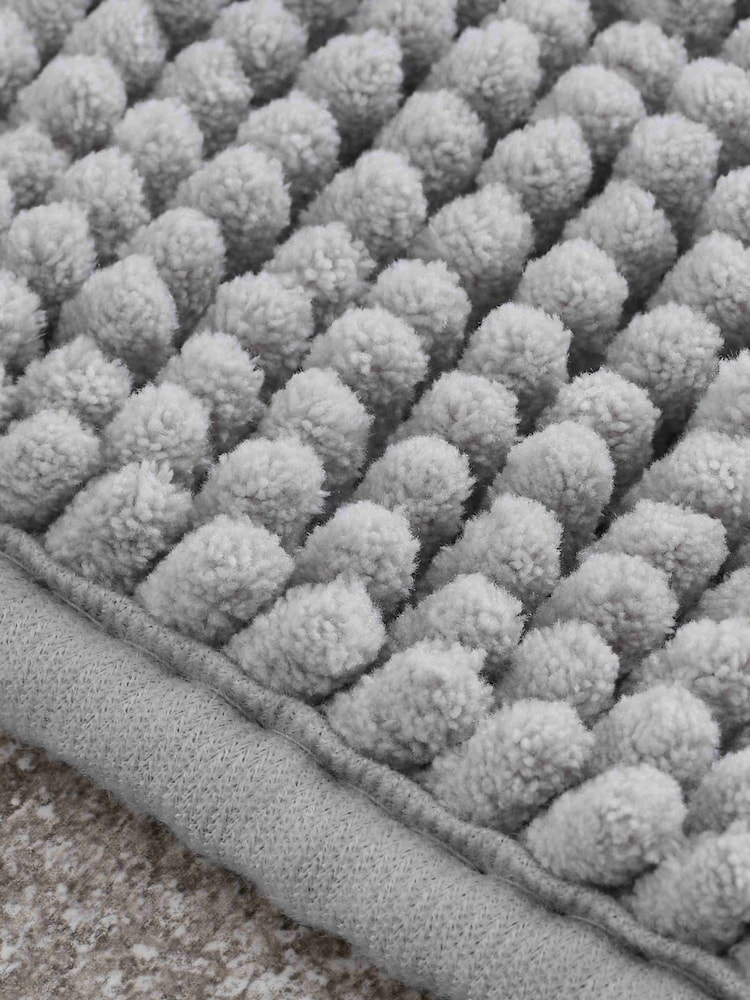 Catherine Lansfield Silver Grey Bobble Long Bath Mat Runner - Image 2 of 3